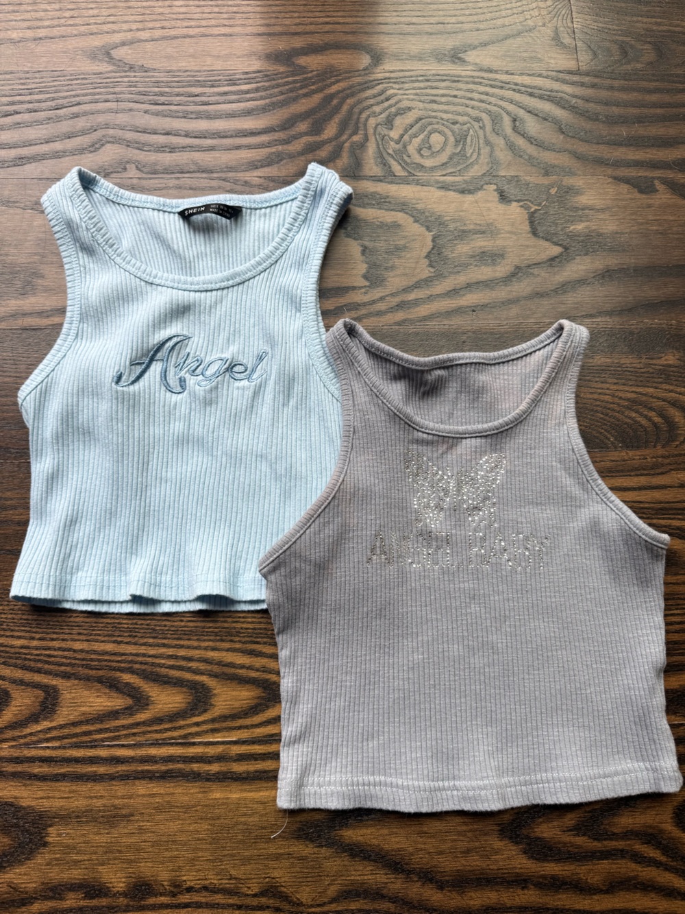 SHEIN Light Blue Ribbed Tank Top